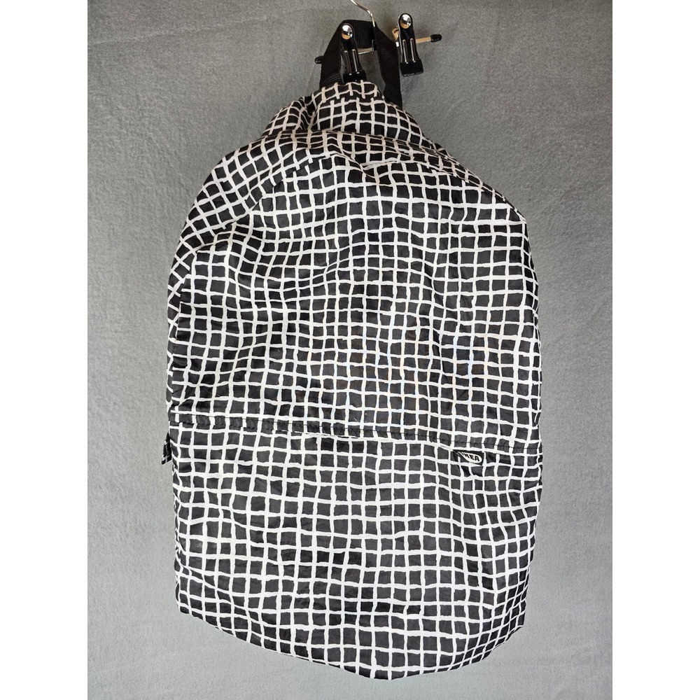 IKEA KNALLA Backpack Black White Grid Foldable Packable Lightweight